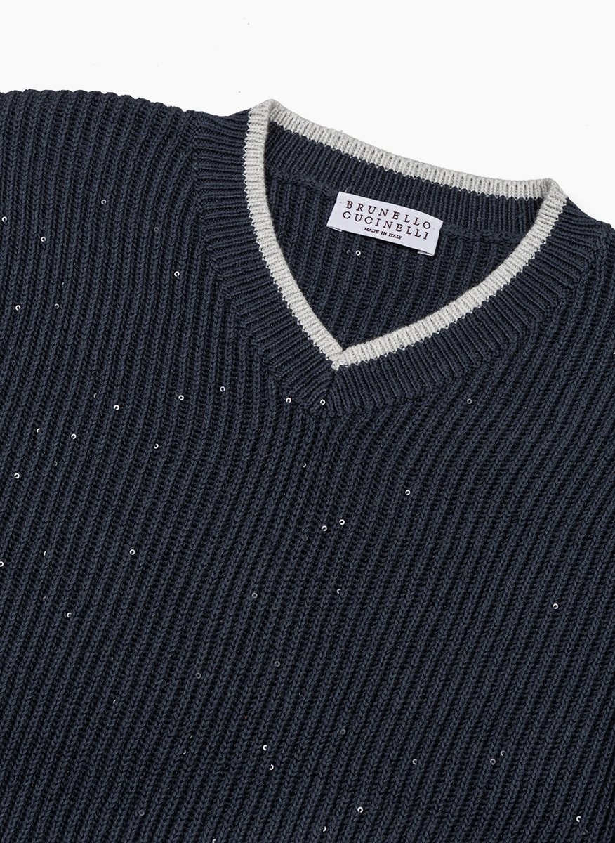 Пуловер с апликирани пайети Brunello Cucinelli Kids 8-10