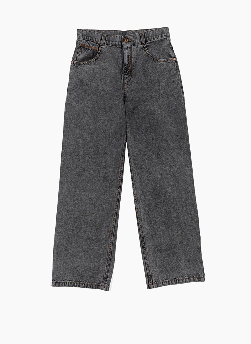 Brunello Cucinelli Kids 12 denim trousers with monili