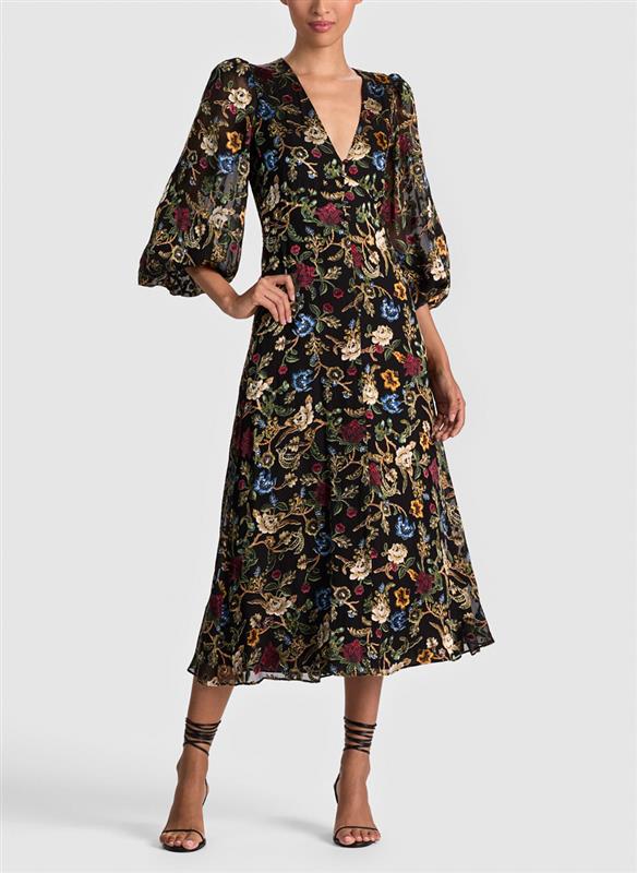 Рокля с флорален принт 'Mona' Alice + Olivia