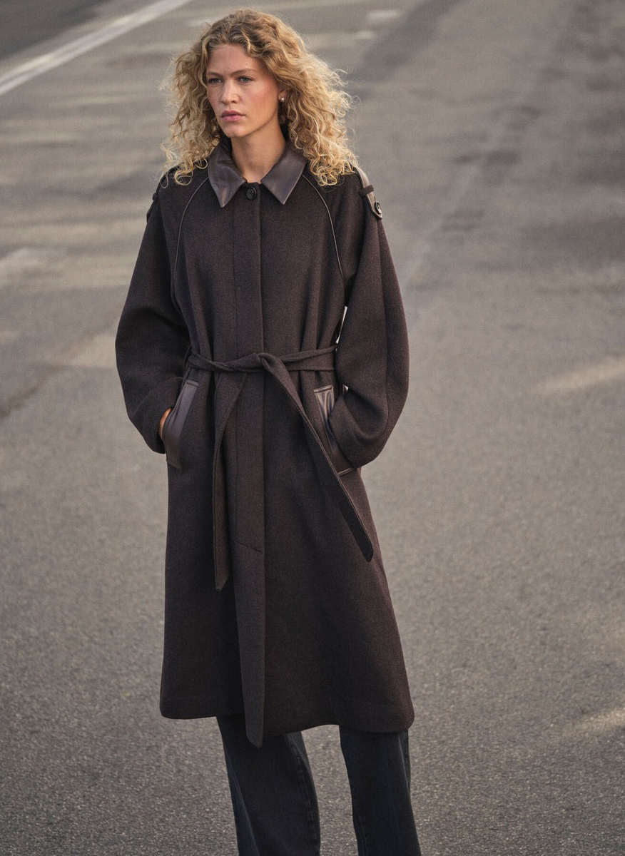 Mos Mosh Eva coat with leather details