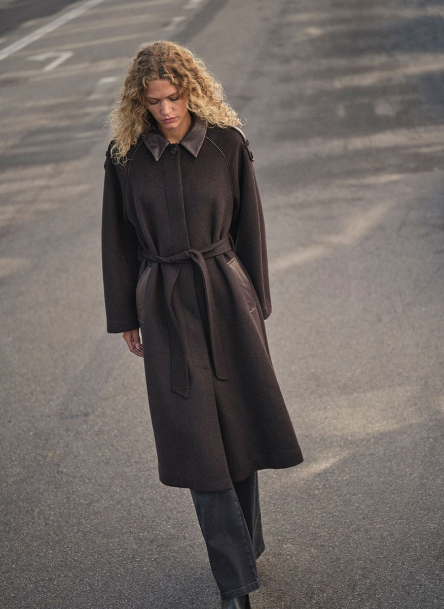 Mos Mosh Eva coat with leather details