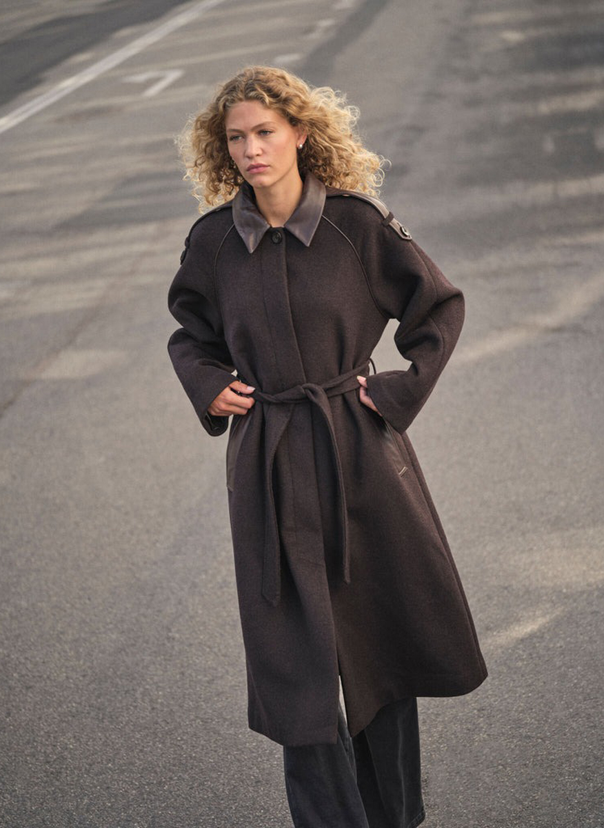 Mos Mosh Eva coat with leather details