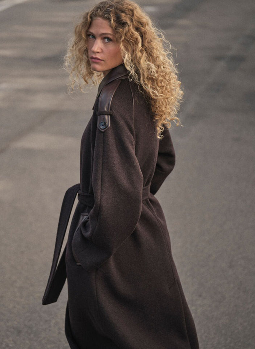 Mos Mosh Eva coat with leather details