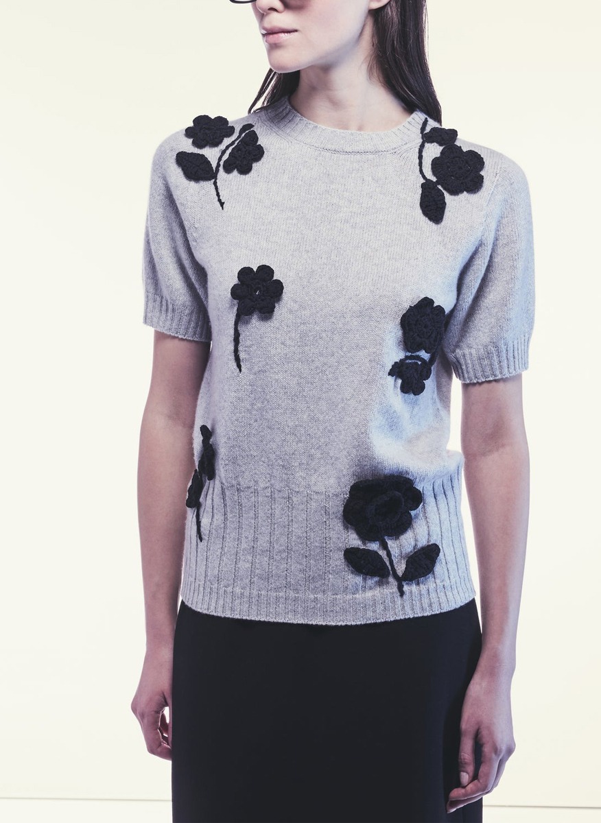 Liviana Conti short sleeve sweater with floral details