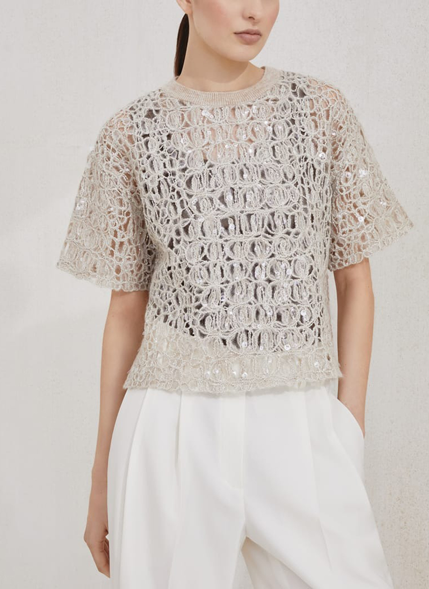Brunello Cucinelli knitted T-shirt with sequins