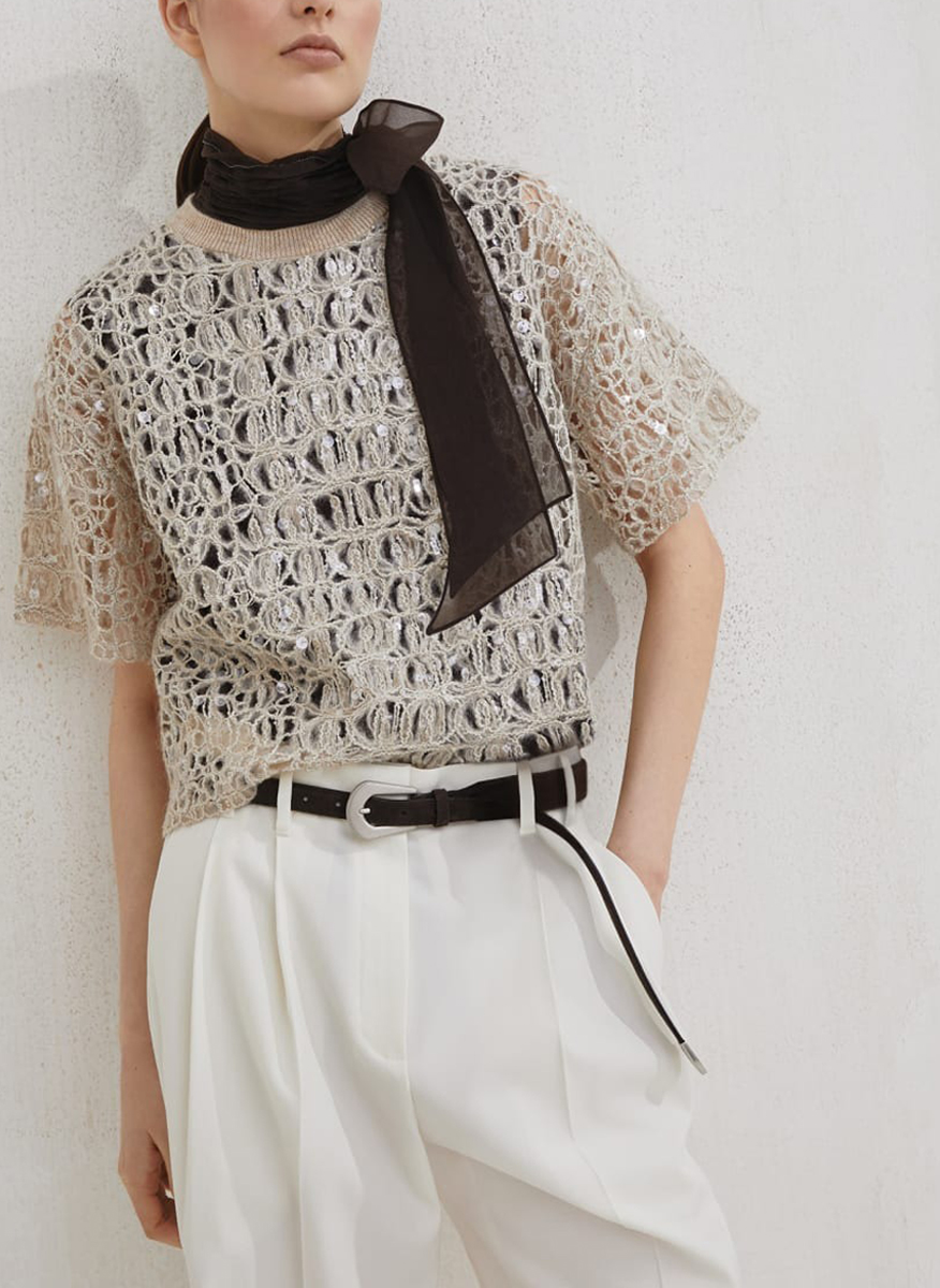 Brunello Cucinelli knitted T-shirt with sequins