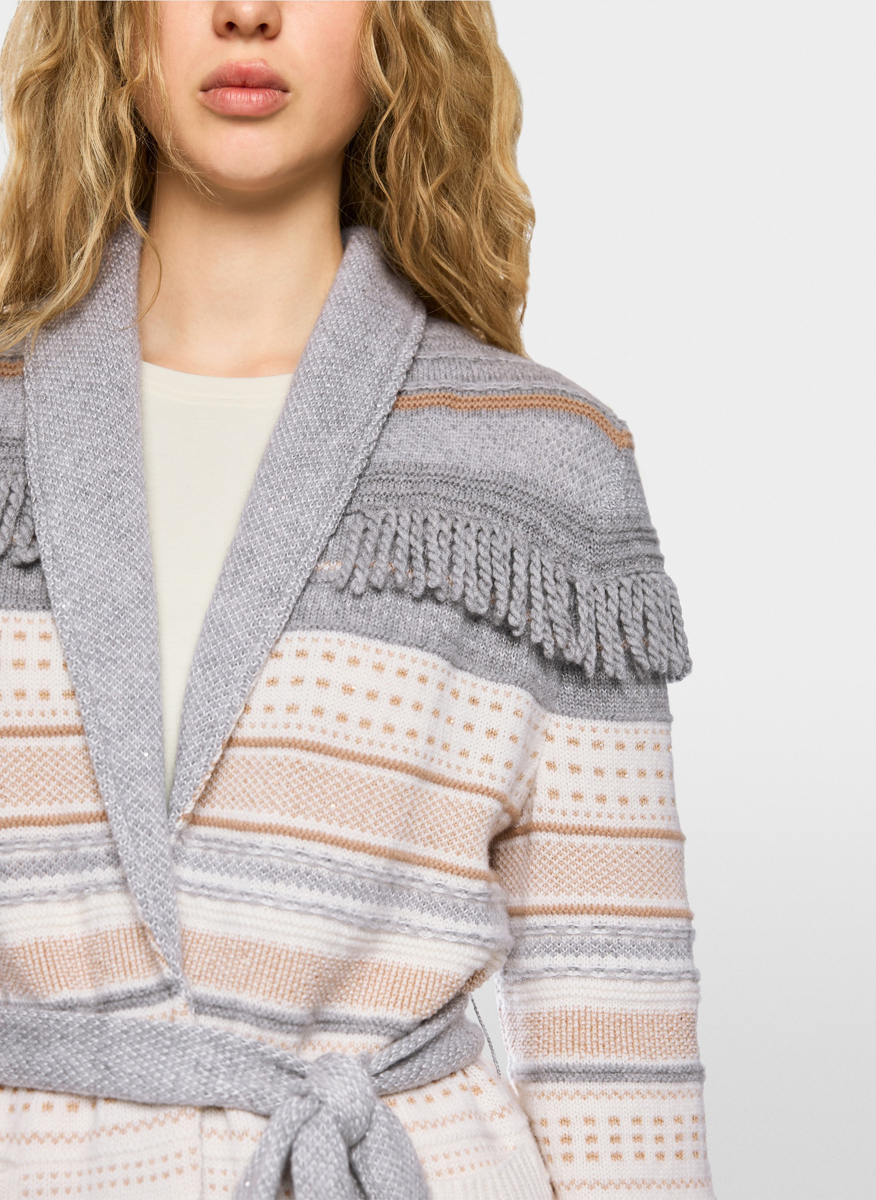 Жилетка от фина вълна и кашмир с ресни Marc Cain Additions