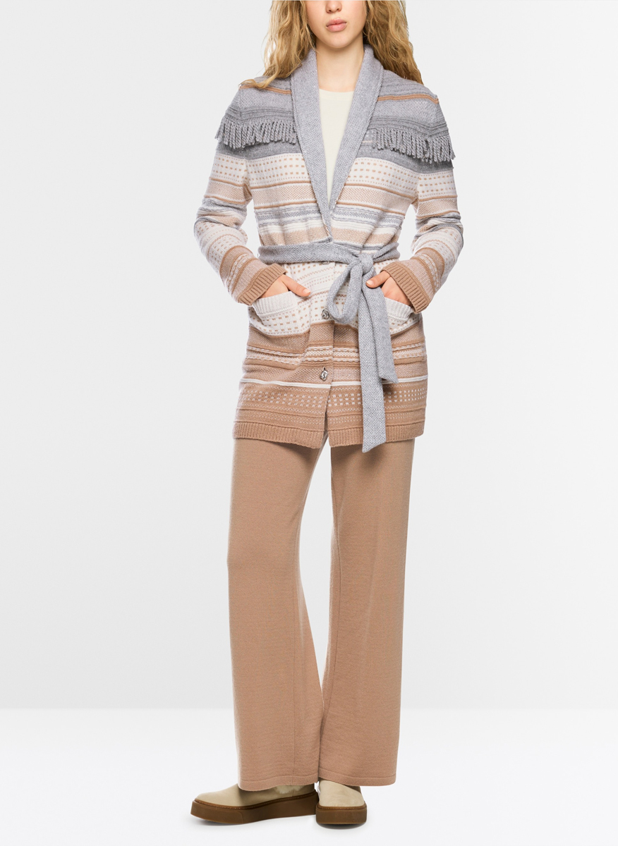 Жилетка от фина вълна и кашмир с ресни Marc Cain Additions
