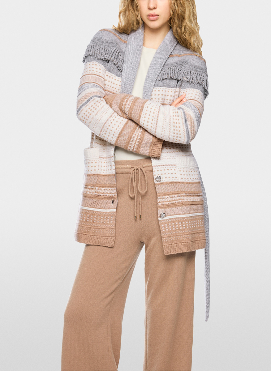 Жилетка от фина вълна и кашмир с ресни Marc Cain Additions
