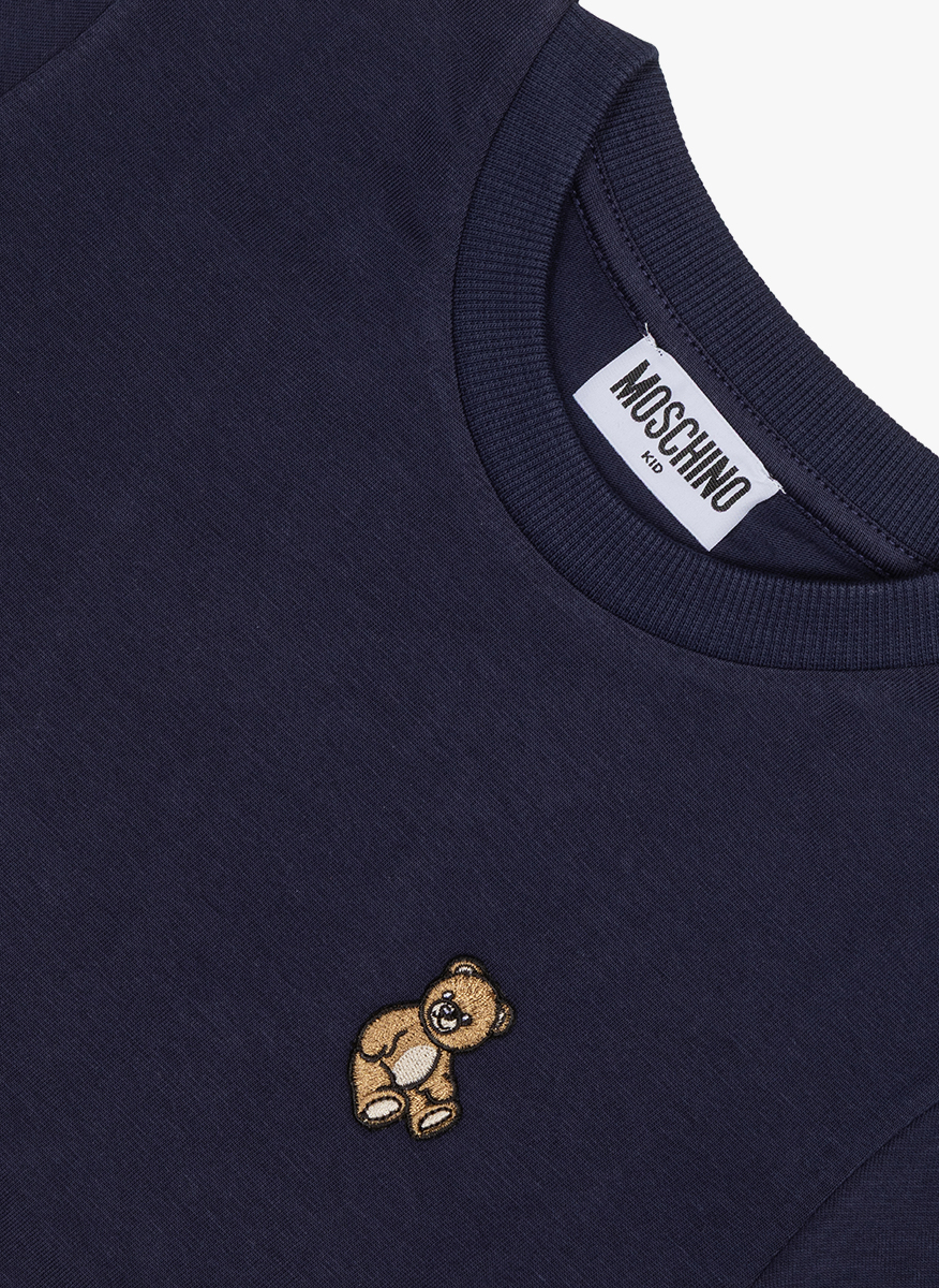 Тишърт с бродерия Moschino Kids
