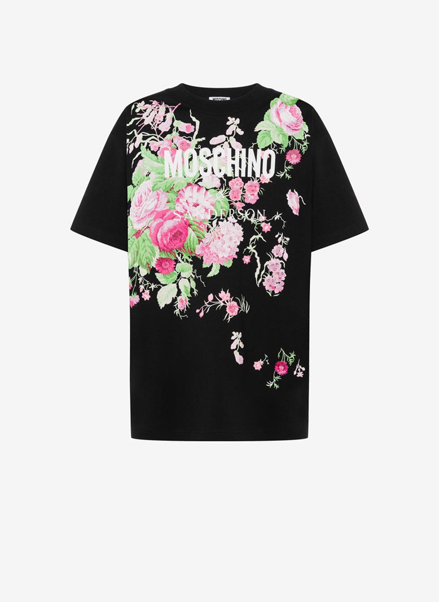 Тишърт с флорален принт Moschino