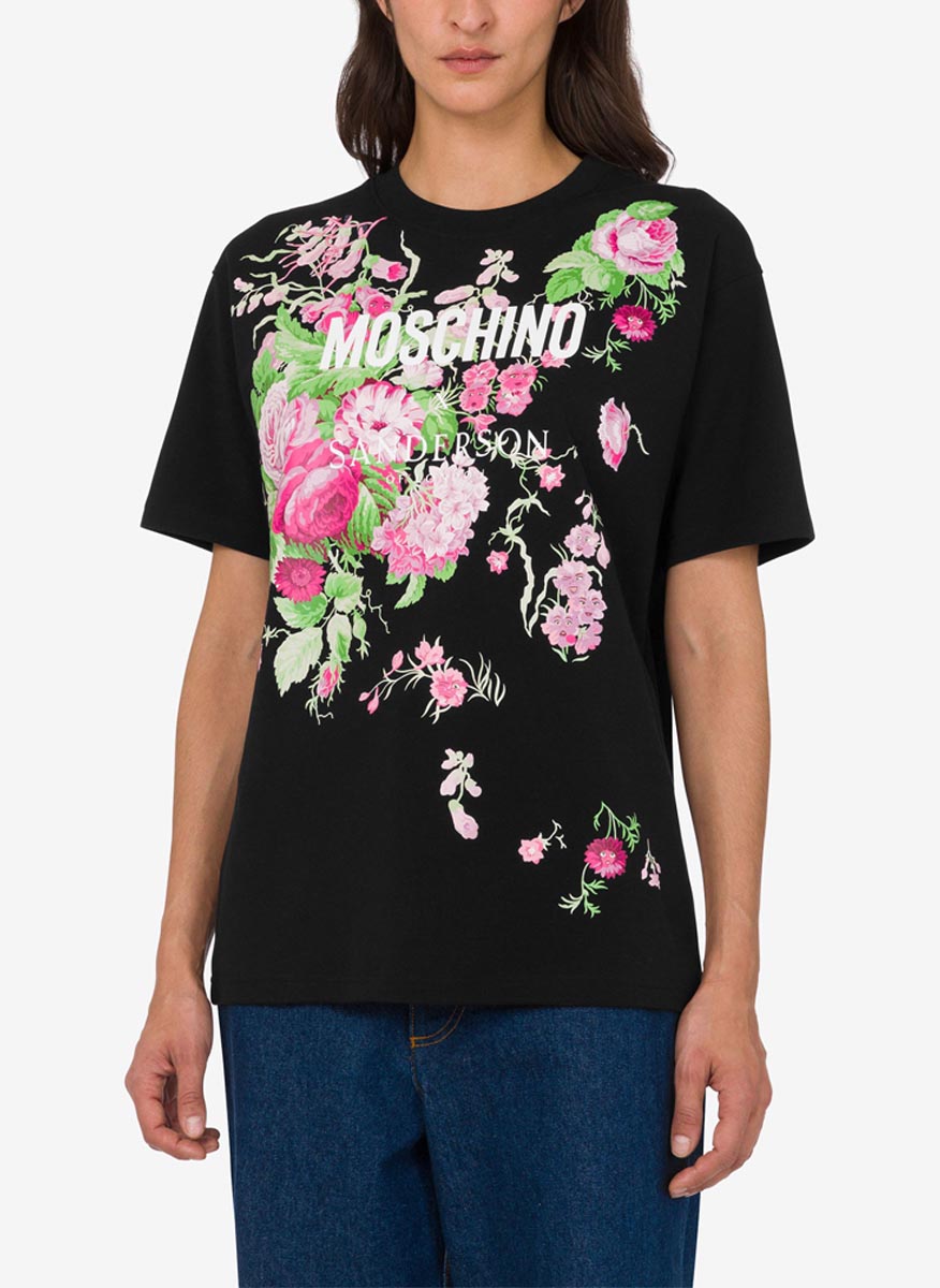 Тишърт с флорален принт Moschino