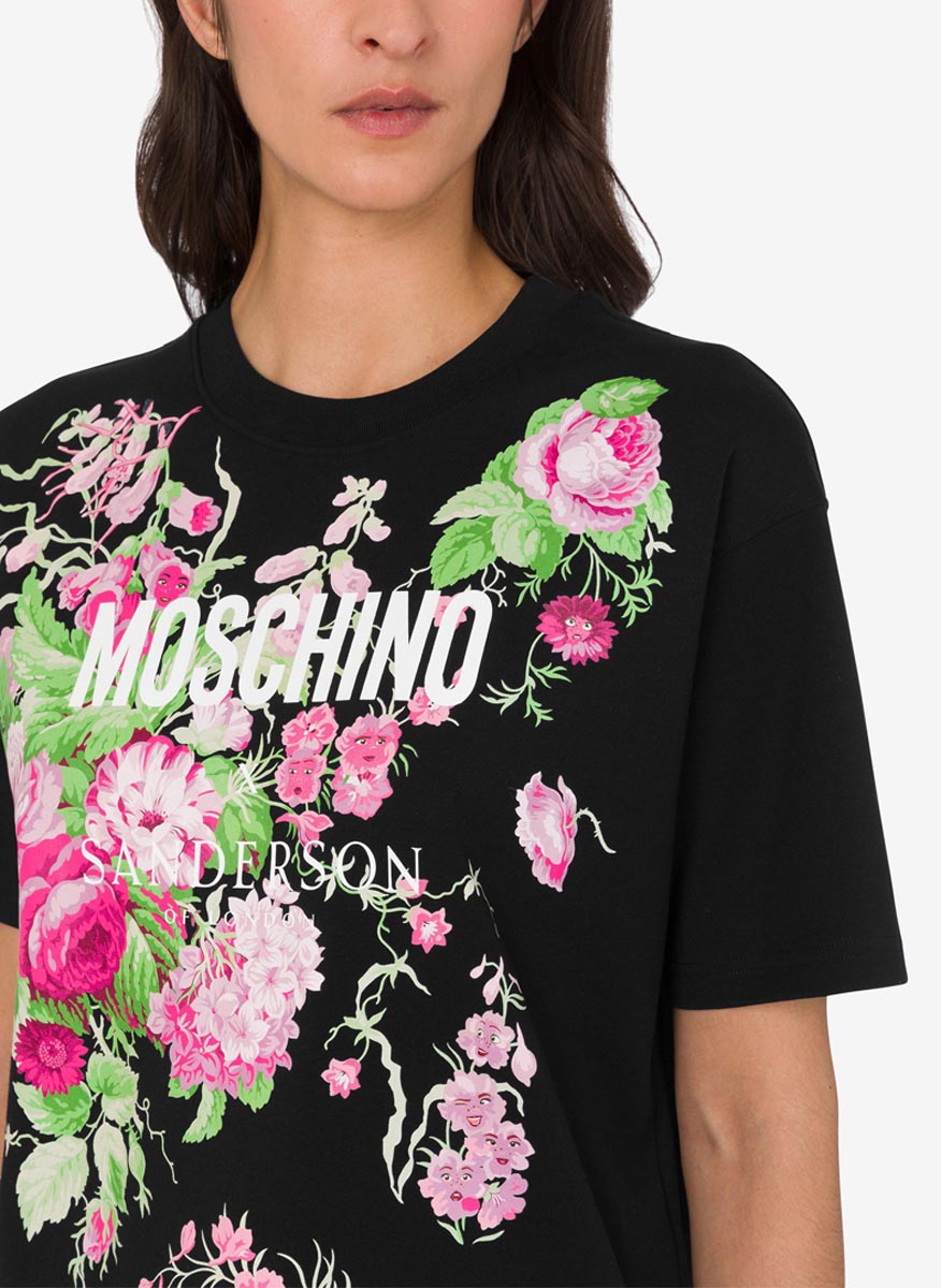 Тишърт с флорален принт Moschino