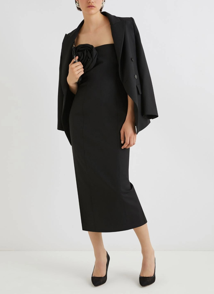 Marella Domez rose-adorned dress
