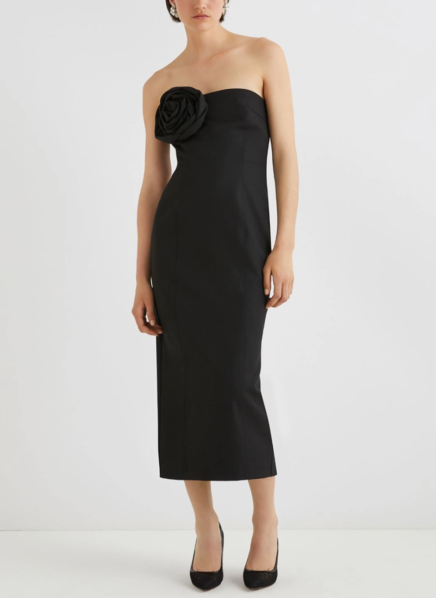 Marella Domez rose-adorned dress