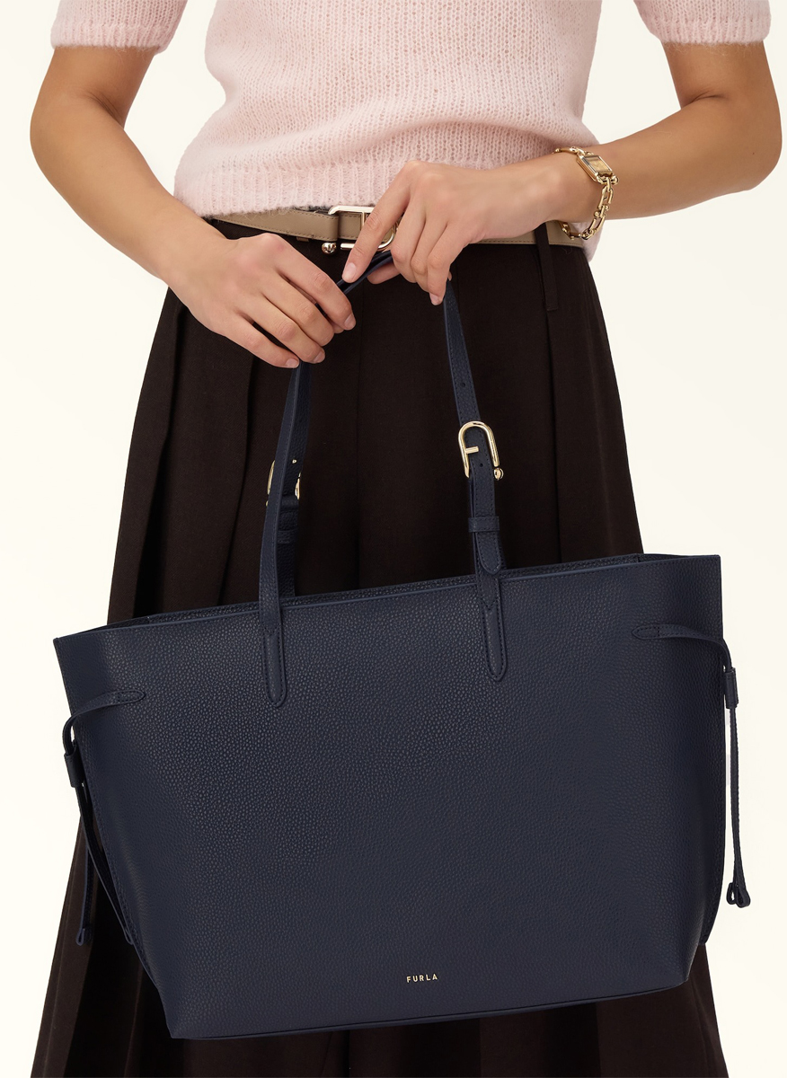 Кожена 'Tote' чанта Furla Ava Ink Blue Ink Blue L