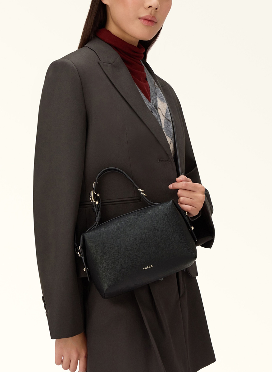 Мини чанта Furla Double Boston Nero