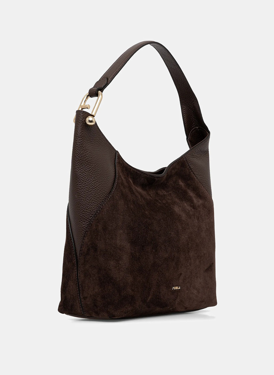 Велурена чанта Furla Lara Тoni Espresso
