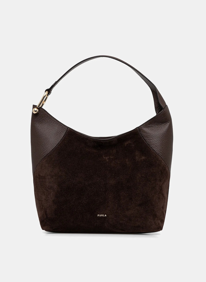 Велурена чанта Furla Lara Тoni Espresso