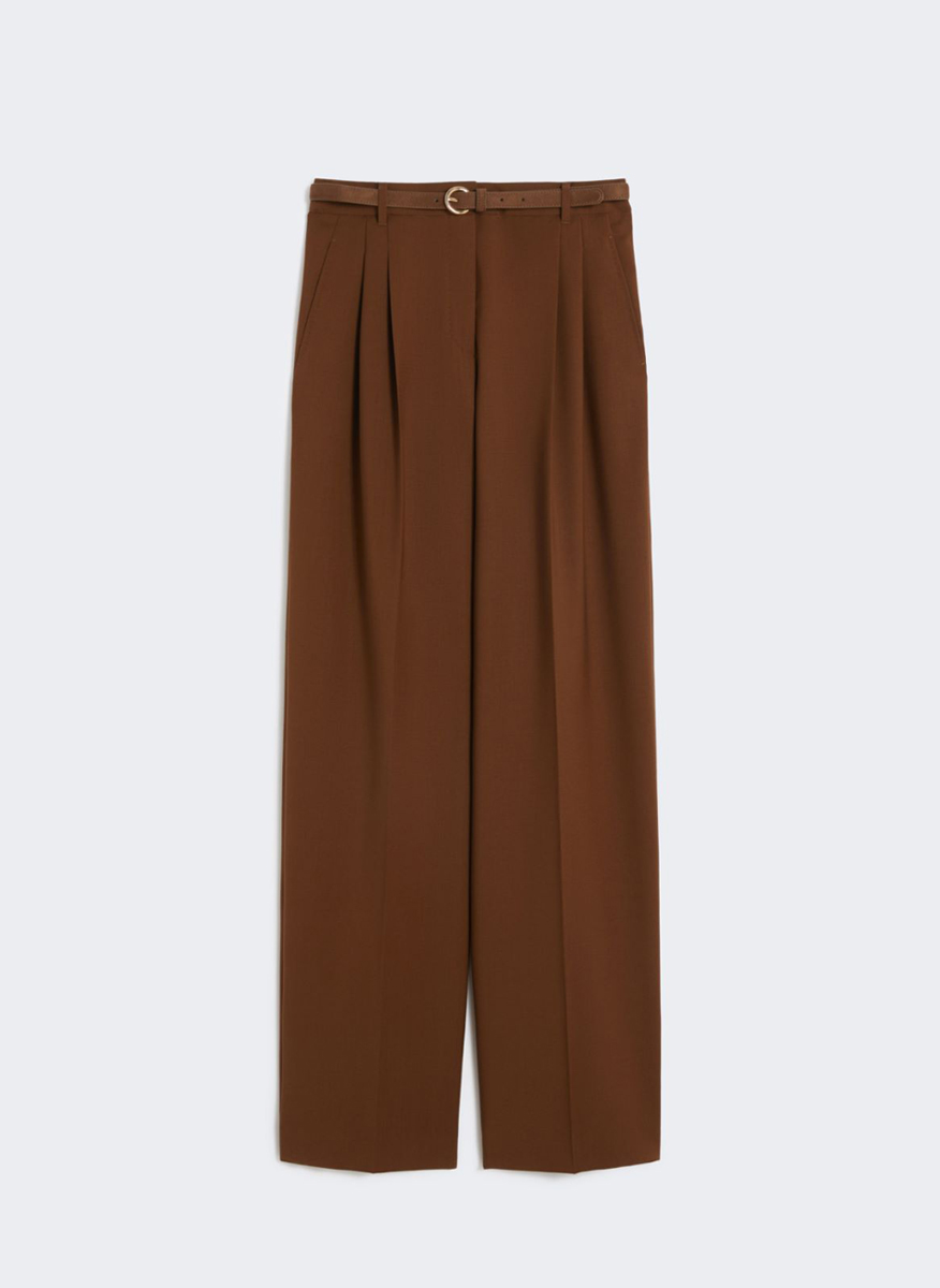 Панталон от фина вълна с колан Max Mara Studio Mstbacio