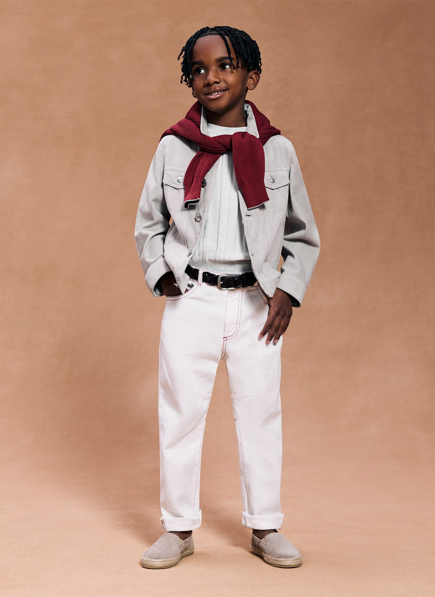 Деним с контрастни детайли Brunello Cucinelli Kids 6