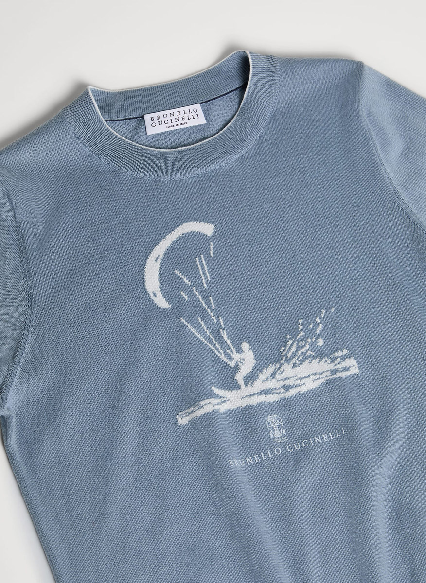 Фин пуловер с 'wind surfing' мотив Brunello Cucinelli Kids 12