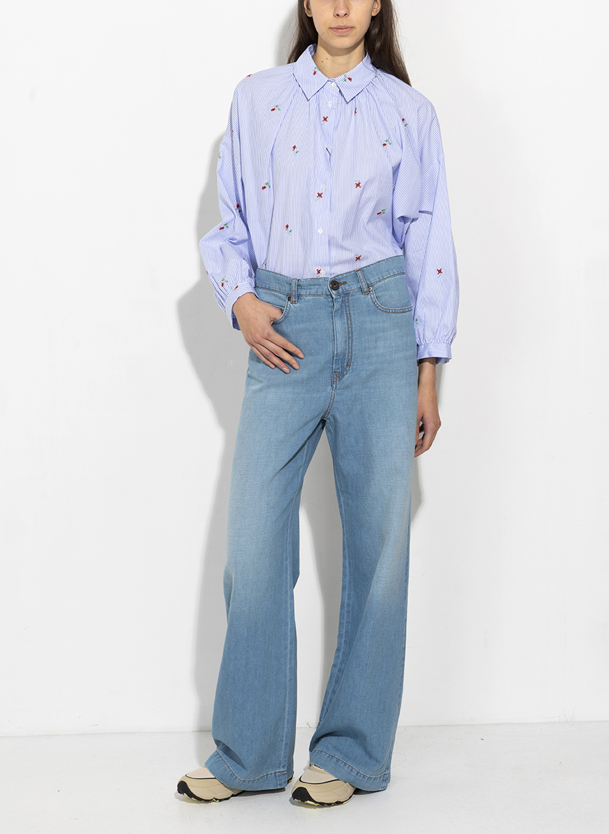 Разкроен деним с лен Weekend Max Mara Wkdlatino