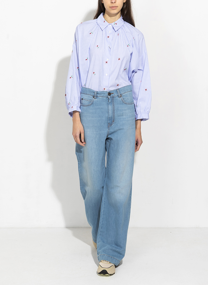 Разкроен деним с лен Weekend Max Mara Wkdlatino