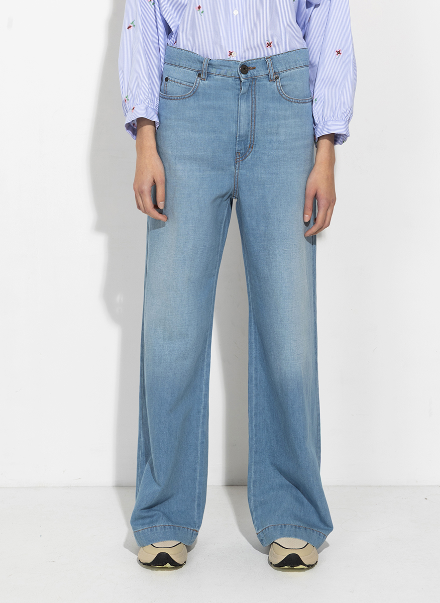 Разкроен деним с лен Weekend Max Mara Wkdlatino