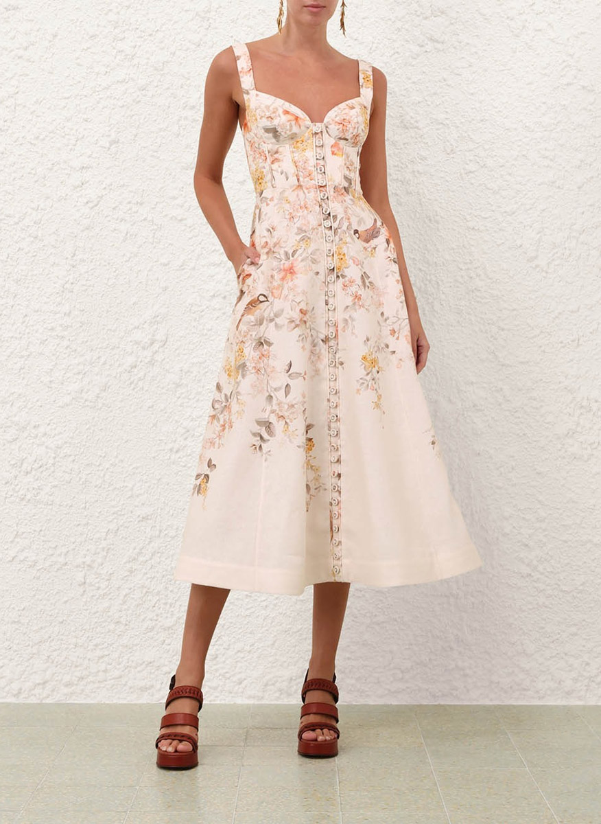 Zimmermann `Luna Buttoned Picnic` Midi dress