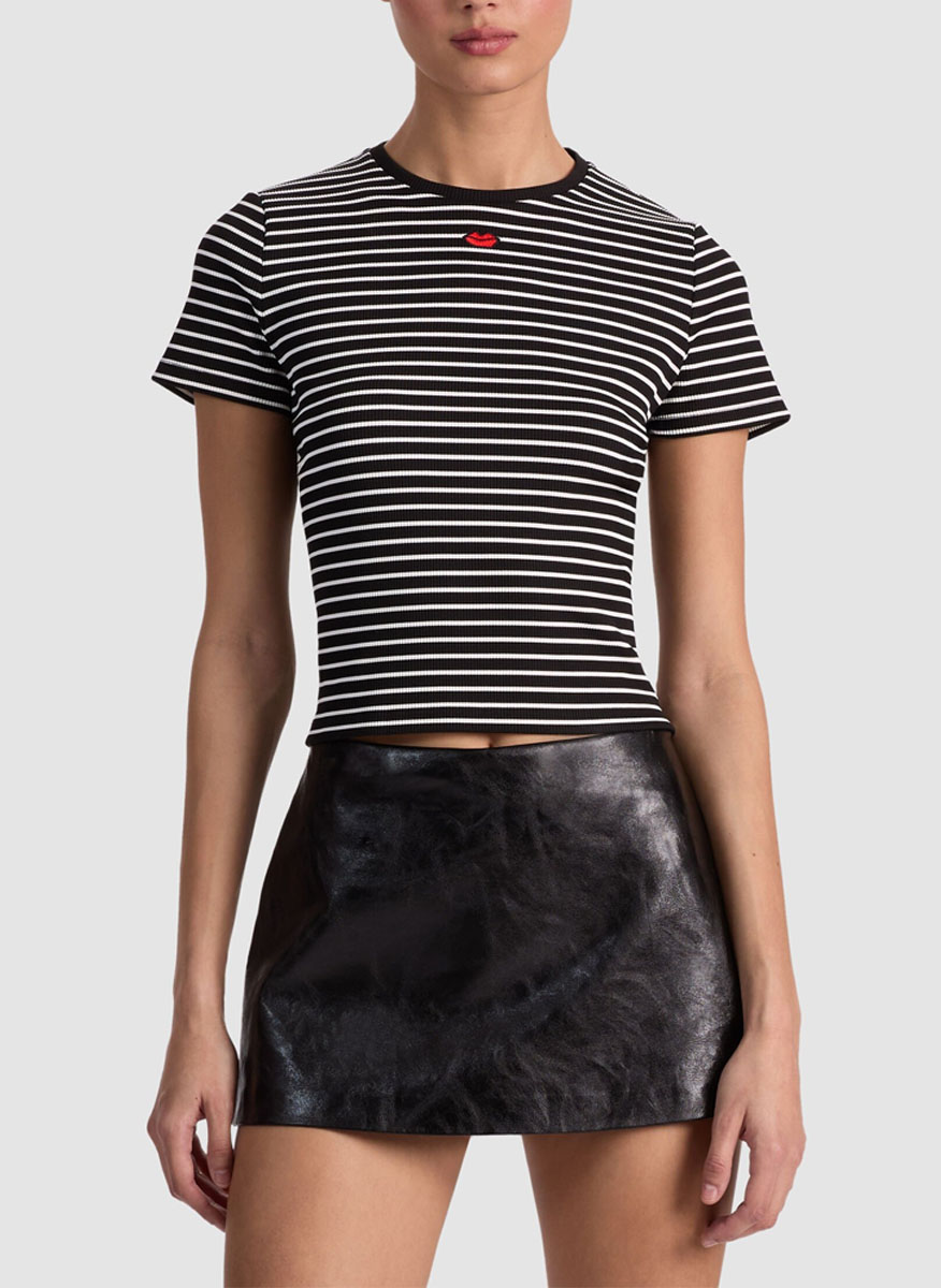 Раиран тишърт с бродерия 'Cindy' Alice + Olivia