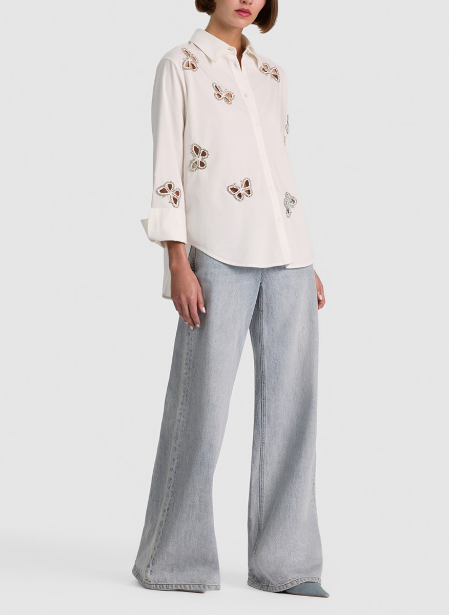 Риза с 'Cut-out' дизайн 'Finely' Alice + Olivia