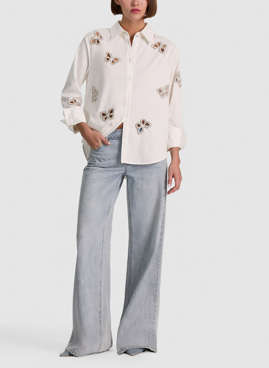Риза с 'Cut-out' дизайн 'Finely' Alice + Olivia