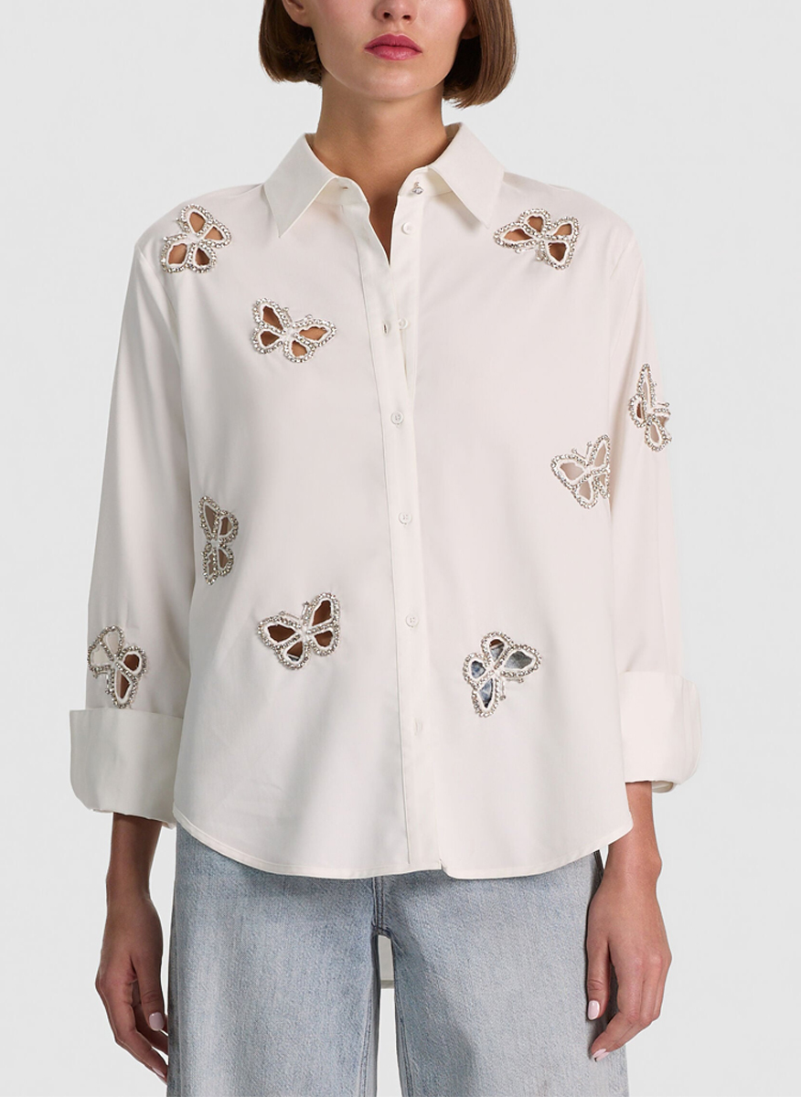Риза с 'Cut-out' дизайн 'Finely' Alice + Olivia