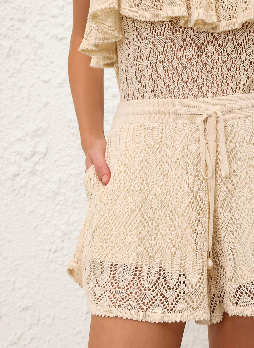Zimmermann Mahon Lace fine knit shorts