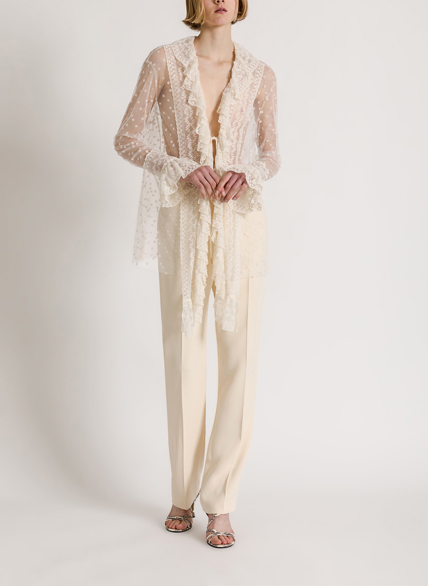 Alberta Ferretti tulle blouse with ruffles