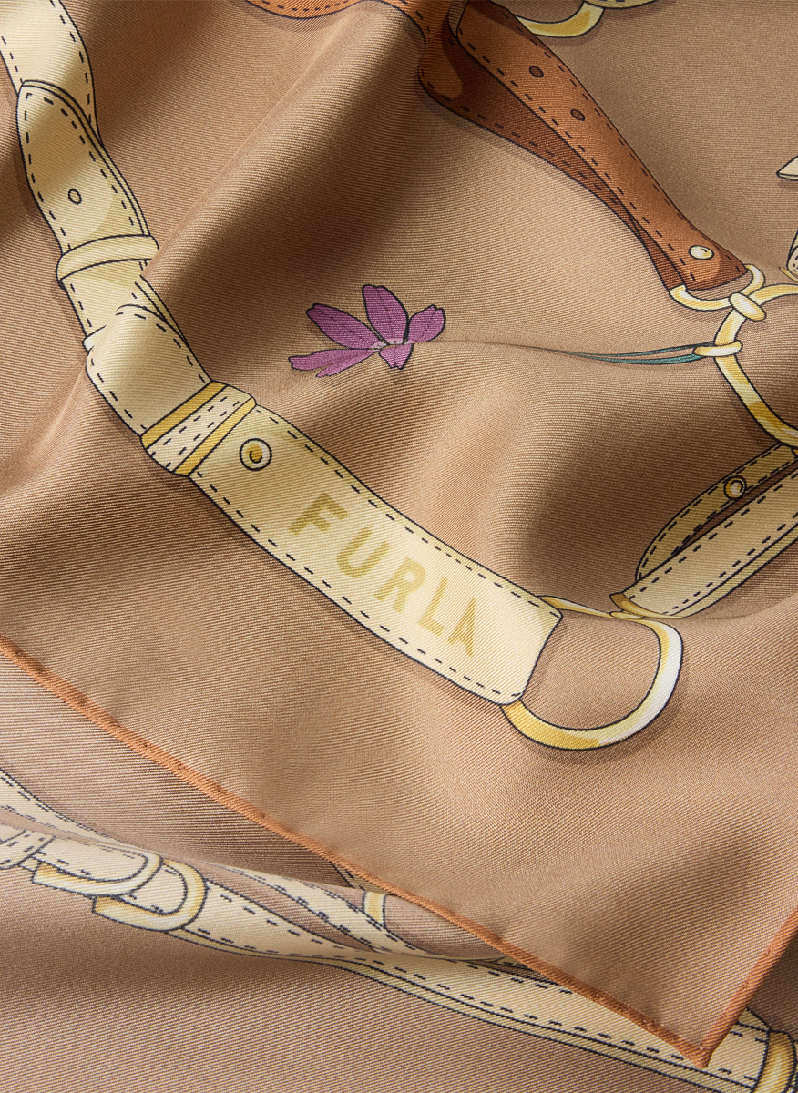 Копринен шал Furla Tortona Toni Toffee