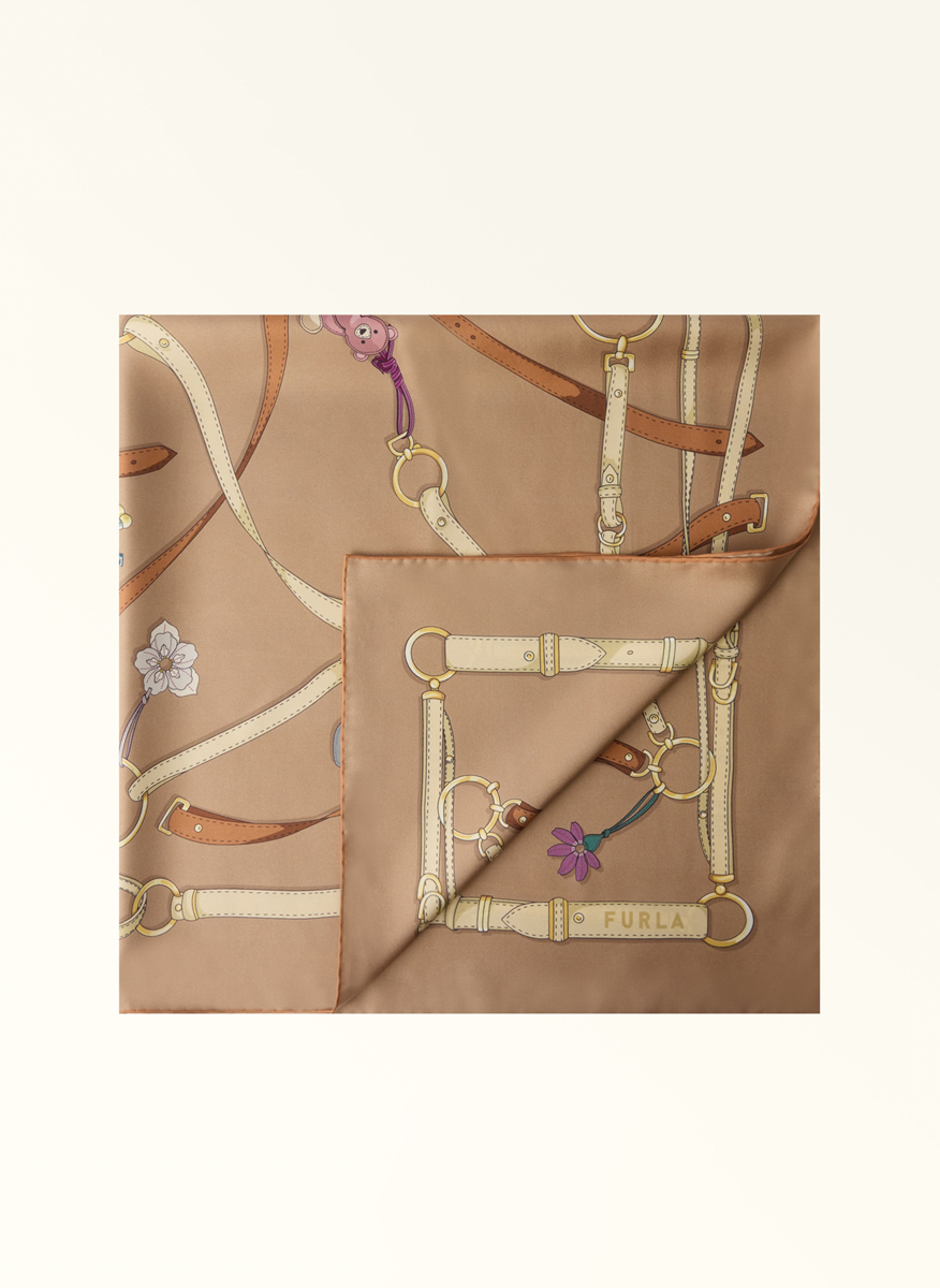 Копринен шал Furla Tortona Toni Toffee