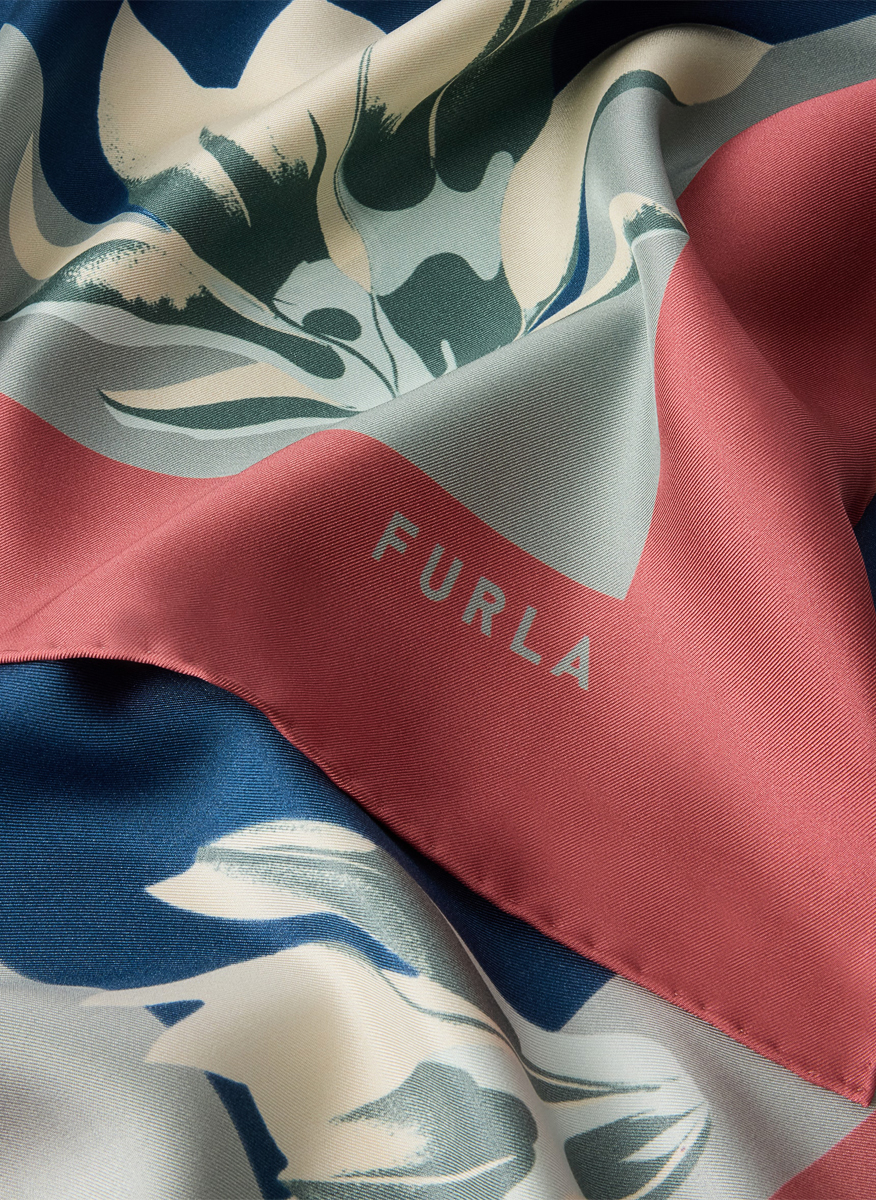 Furla Tortona Marsala Grigio Blu silk scarf