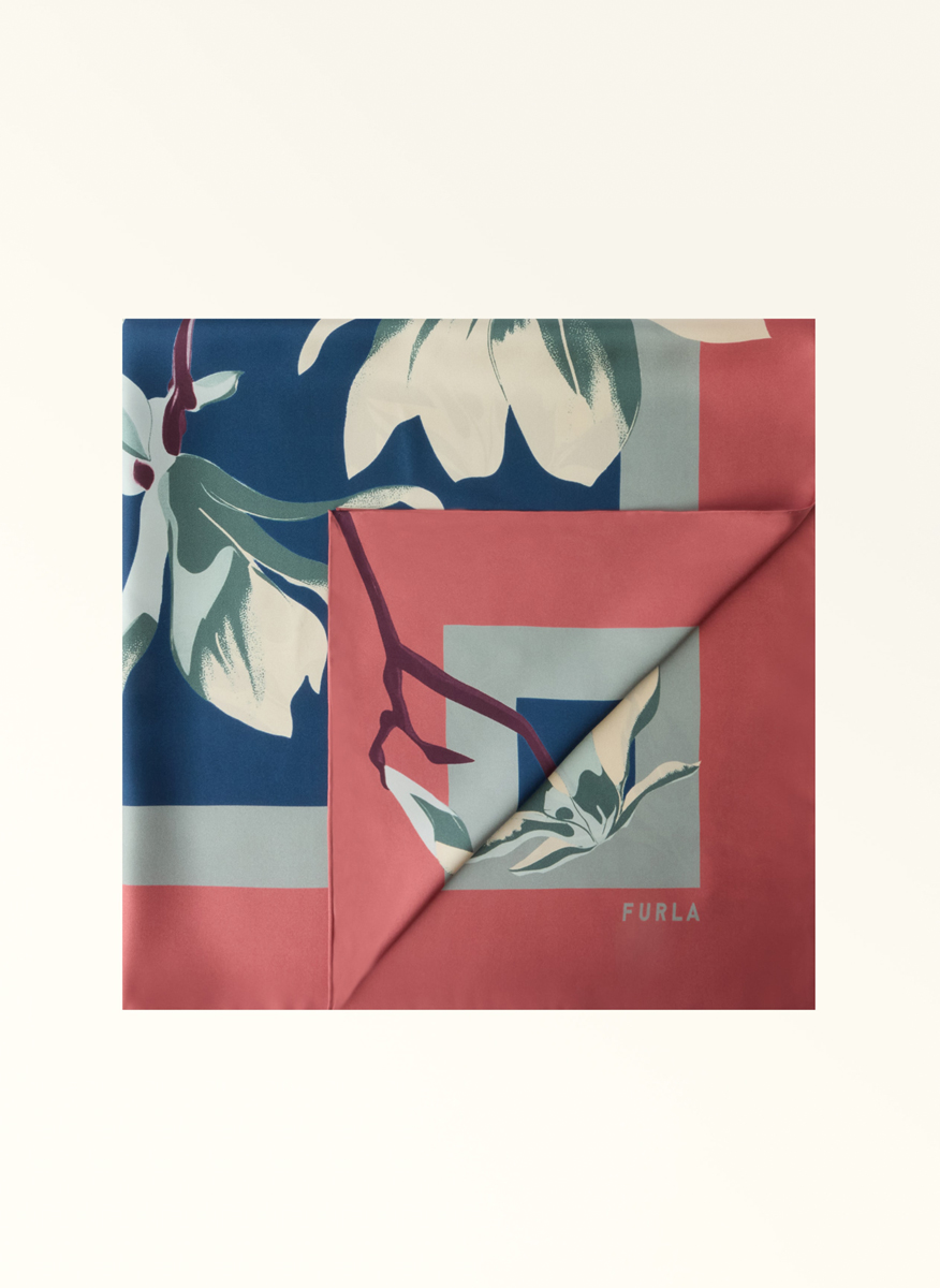 Furla Tortona Marsala Grigio Blu silk scarf