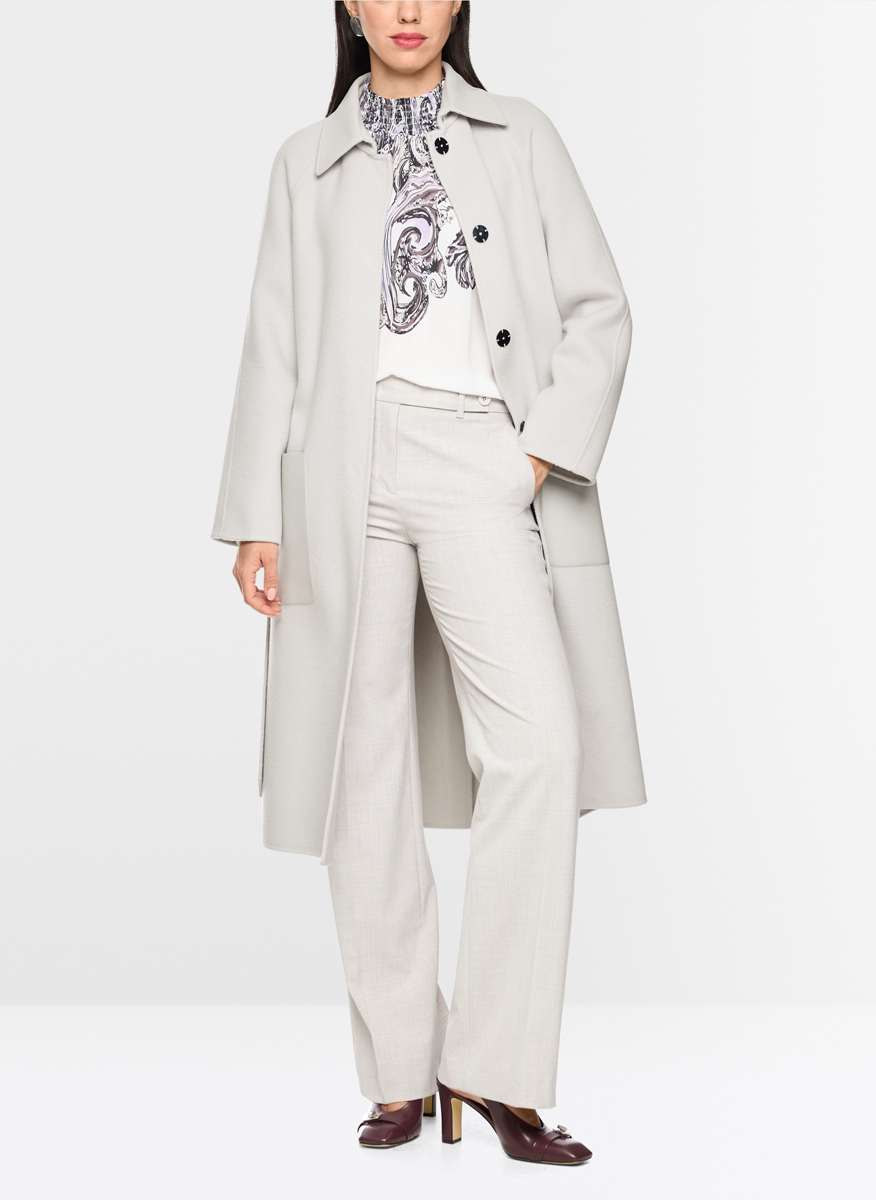 Палто от вълна с кожени детайли Marc Cain Collections
