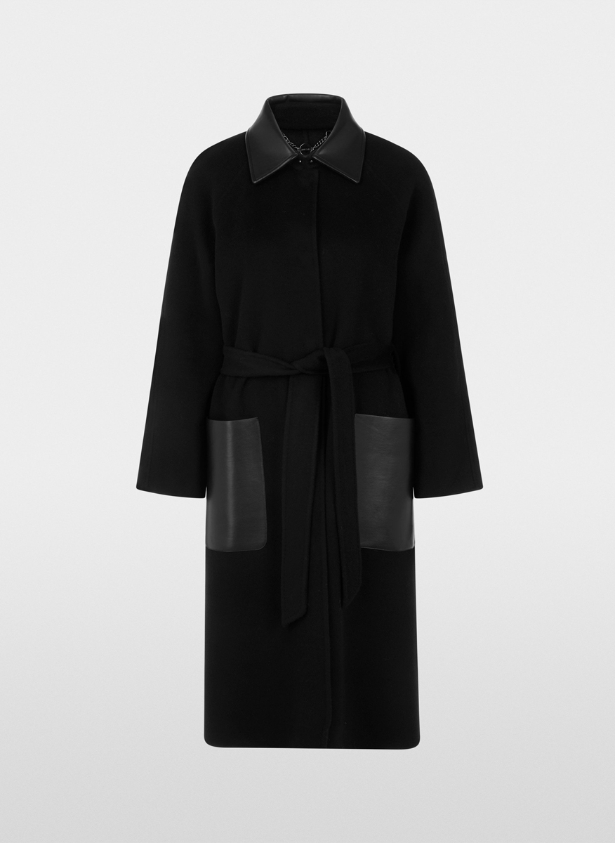 Палто от вълна с кожени детайли Marc Cain Collections