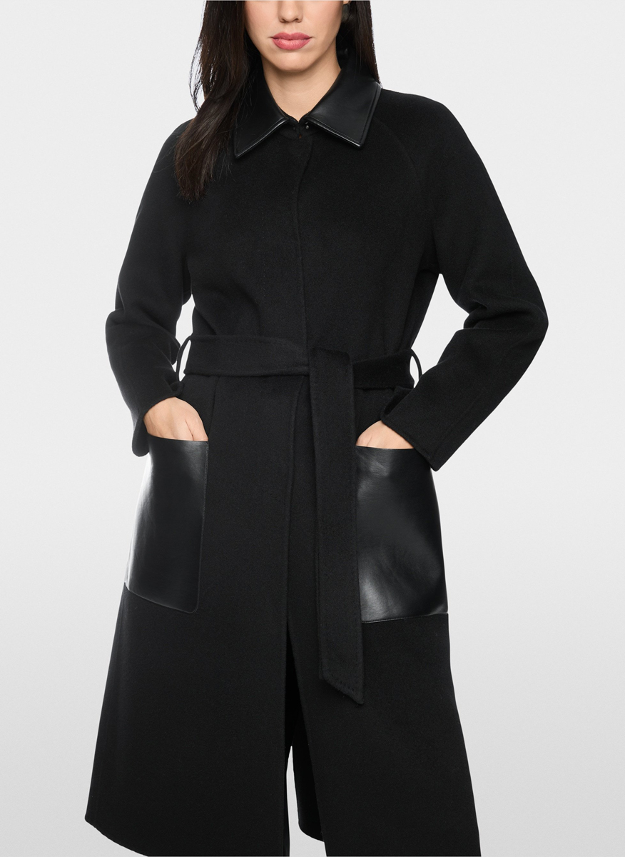 Палто от вълна с кожени детайли Marc Cain Collections