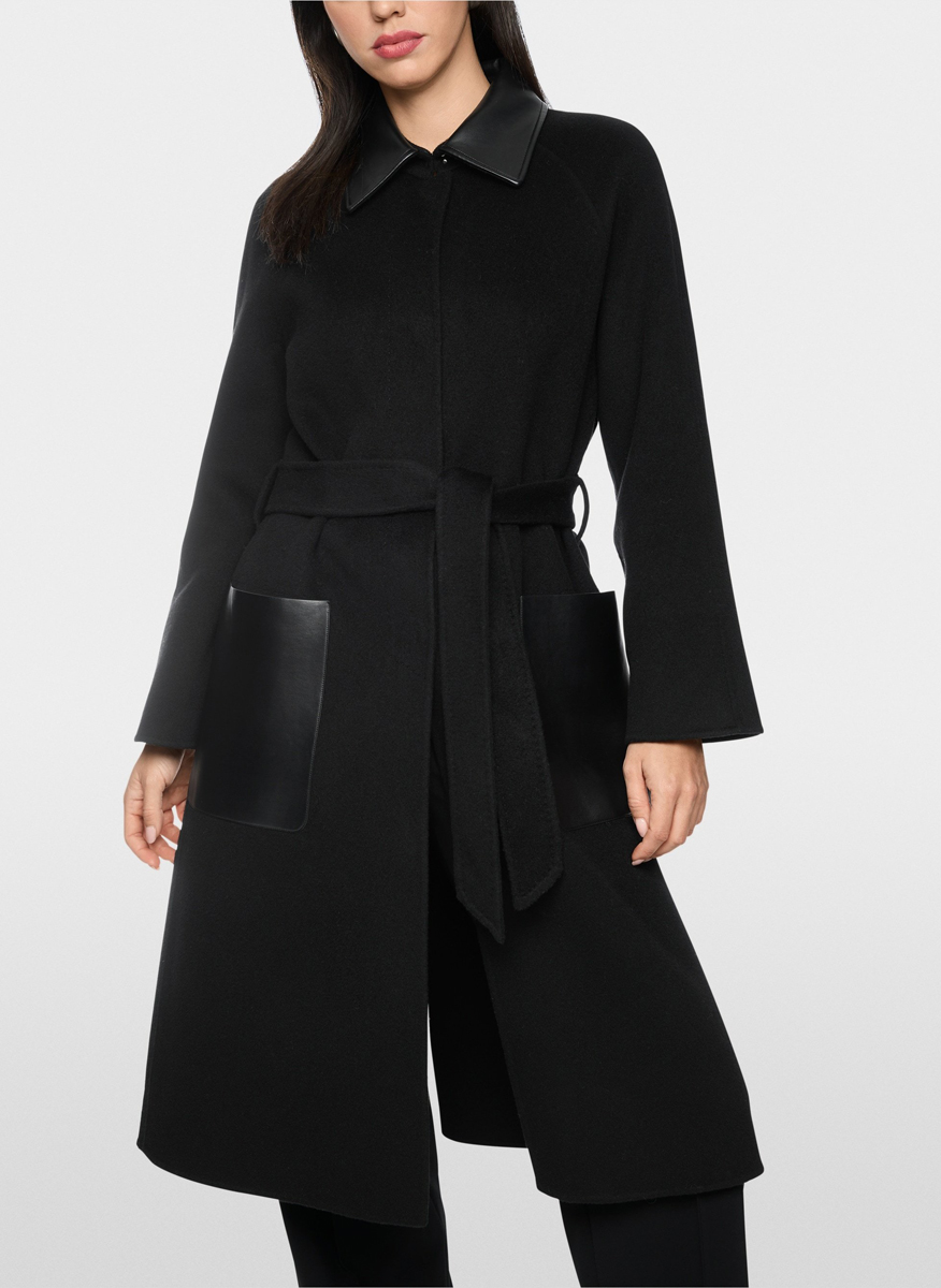 Палто от вълна с кожени детайли Marc Cain Collections