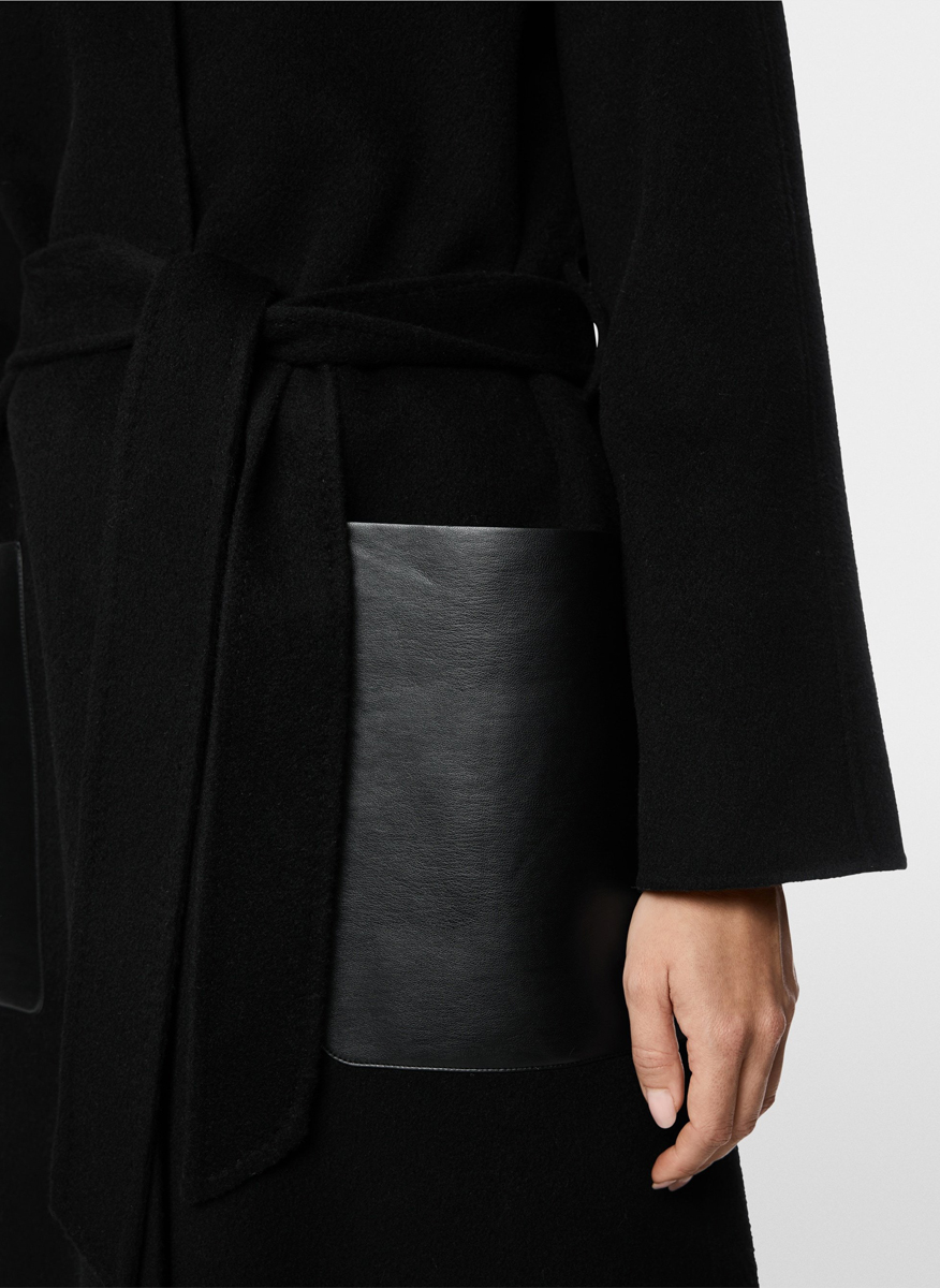 Палто от вълна с кожени детайли Marc Cain Collections