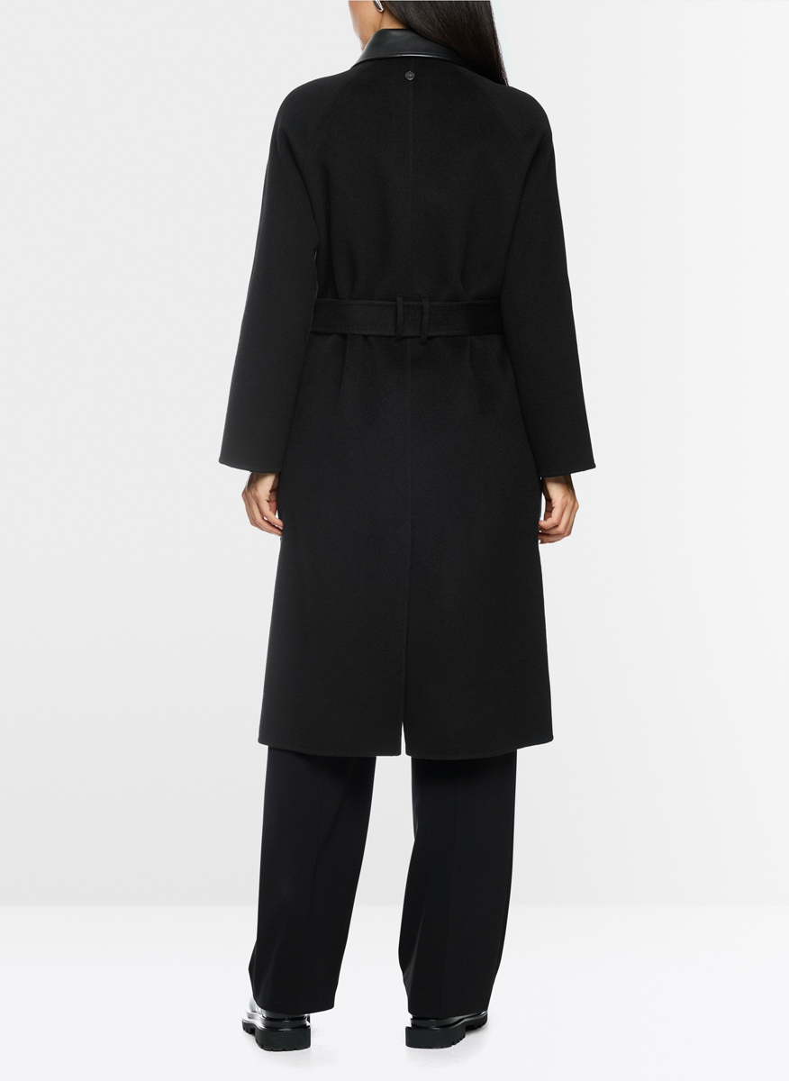 Палто от вълна с кожени детайли Marc Cain Collections