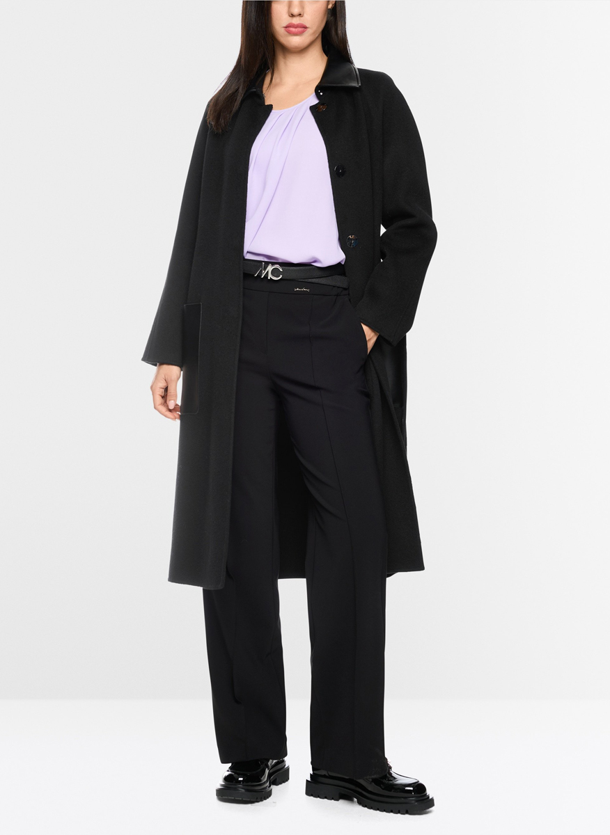 Палто от вълна с кожени детайли Marc Cain Collections