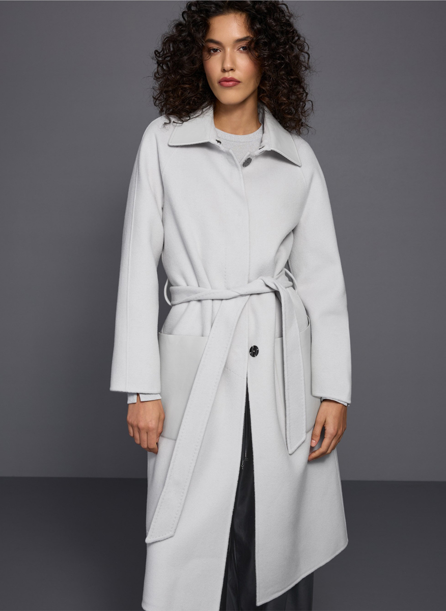 Палто от вълна с кожени детайли Marc Cain Collections
