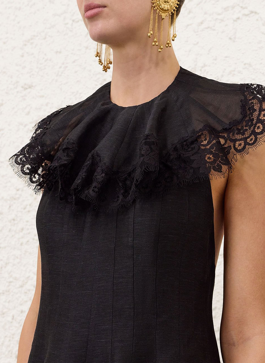 Миди рокля от лен и коприна 'Ascent Flutter Gown' Zimmermann