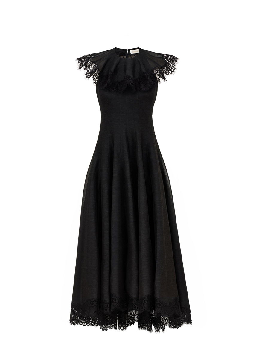 Миди рокля от лен и коприна 'Ascent Flutter Gown' Zimmermann